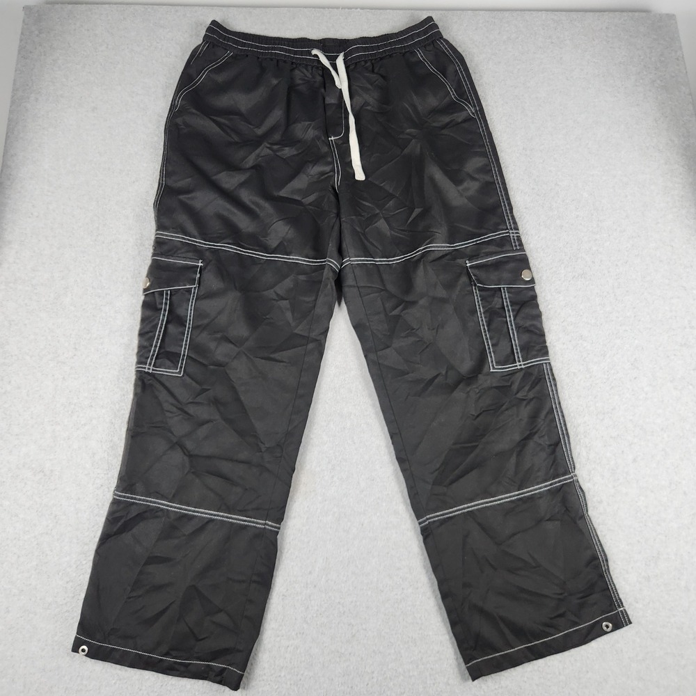 Manfinity Cargo Pants Mens 2XL Black Contrast Stitch Utility Streetwear Stretch